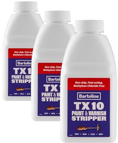 Bartoline TX10 Paint and Varnish Stripper 500ml – Extra Strong, Non-Caustic Paint Remover for Wood, Metal & More (Pack of 3)
