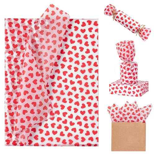 Cossaot 10 Feuilles Modèle de Coeur Papier de Soie, Papier D'emballage | 50*70 CM Papier Léger, Facile à Plier, Décoratif et Polyvalent, Idéal pour Cadeaux, Fleuristes et Créations Manuelles.