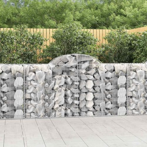 Nqyjm Cestini di gabbione 4 pz Forma di Arco Ferro 200x50x100/120cm Zincato Cestino Recinzioni per Giardino Metallo Gabbioni Fioriera