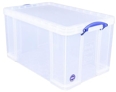 Really Useful 84 Litre Versatile Clear Storage Box: Stackable, Transparent, Versatile, Secure Solution for Effortless Storage and Convenient Transport Needs