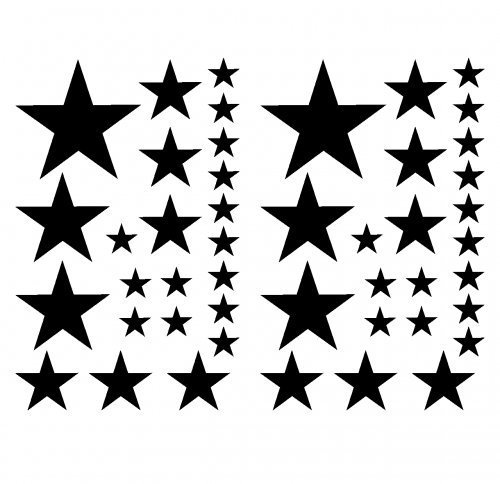 Samunshi® Sterne Aufkleber Set gefüllt Autoaufkleber 14x2,5cm6x5cm2x7,5cm1x10cm schwarz