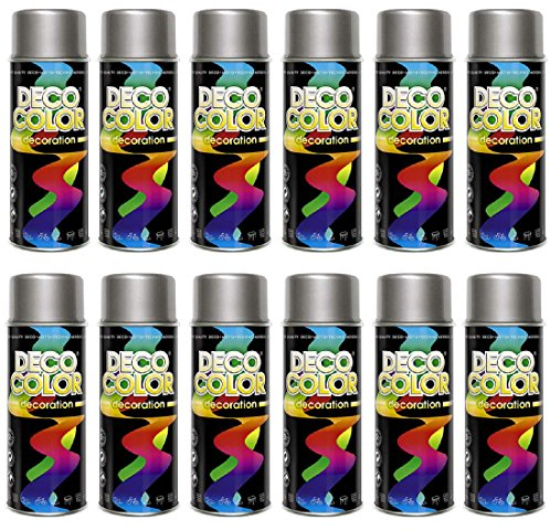 Deco Color 12er Sparpack (1 Karton) Lackspray glänzend 400ml RAL Aluminium glanz RAL 9006