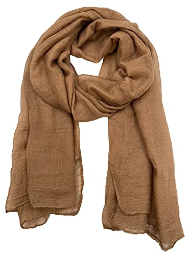 woogwin Women's Cotton Scarves Lady Light Soft Fashion Solid Scarf Wrap Shawl (One Size, Khaki)