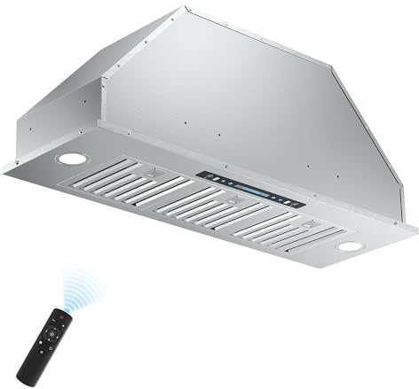 IKTCH 36 inch Built-in/Insert Range Hood 900 CFM, Ducted/Ductless Convertible Duct, Stainless Steel Kitchen Vent Hood with 4 Speed Gesture Sensing&Touch Control Panel(IKB01-36)