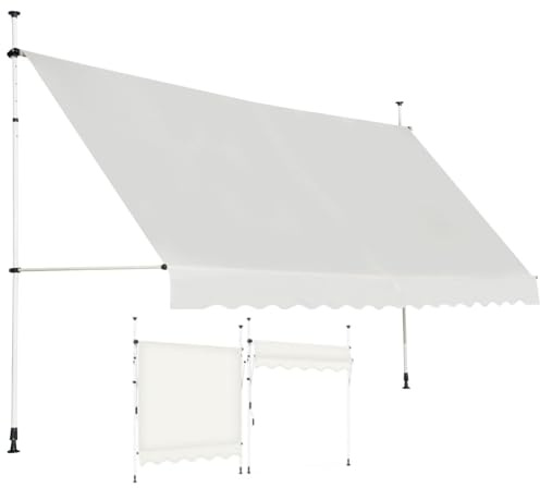 COSTWAY Toldos Exterior Terraza, Toldo Manual con Manivela y Resistente a la Intemperie, en Altura 200-300 cm, Toldos Exterior Terraza Enrollable para Balcón y Terraza (400 x 120 cm, Beige)