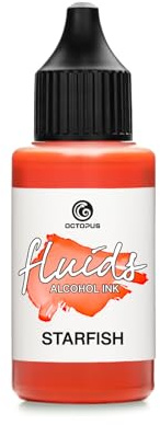 30ml Fluids Alcohol Ink Starfish, Alkoholtinte für Fluid Art und Resin, orange | Transparente, schnell trocknende Künstlerfarbe für Alcohol Ink Art auf Yupo und glatten, nicht porösen Oberflächen