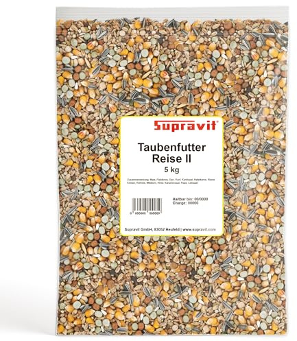 Supravit Reise Taubenfutter 5kg ohne Weizen | hochwertiges Futter für Tauben | Körnermischung vor der Reise für Zucht Tauben | unterstützt Kondition & Leistungsfähigkeit