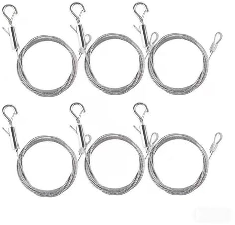 YISRHMCS 6 PCS Adjustable Picture Hanging Wire with Loop and Hook 78.7×0.059 mm Wire Rings and Hooks for MIR, Lights, billboards, Baskets and flowerpots,Hold Up to 44 lb