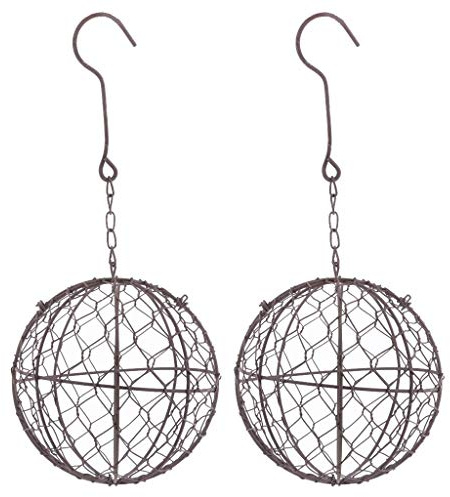 U/D 15cm Metal Ball Wall Hanging Wire Planters Basket Metal Vases for Indoor Outdoor Garden Plants Succulents Faux Flowers Strawberry
