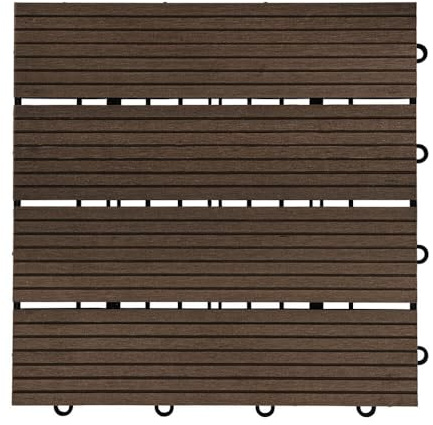 Home Deluxe - WPC Klickfliese BAVARO - Dunkelbraun - 3 m² - 11 Fliesen á 30 x 30 cm I Klickfliese Terrassenfliese Balkonfliese