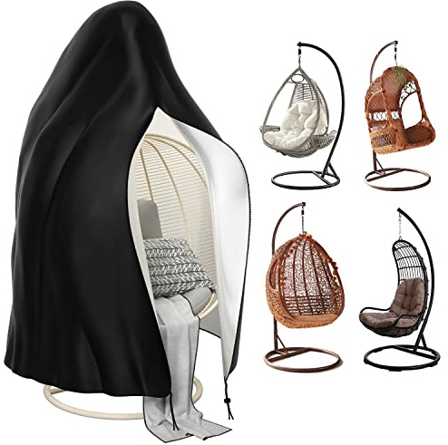 Estefanlo Housse de chaise œuf imperméable et résistante à suspendre avec fermeture éclair 210D Oxford 115 x 190 cm