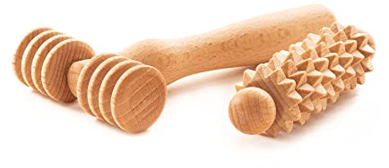 tuuli Masseur facial visage cou épaule massage facial tête rouleau de massage scooter avec poignée Maderothérapie Dermaroller Set en bois - 1