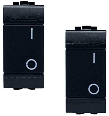 BRATEK Set 2 Interruttori 16a Compatibili con Bticino Living International e Living Light - Interruttore Bipolare Luce Muro Compatibile con Placche Bticino Living International e Living Light