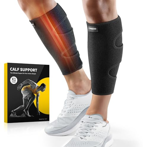 CAMBIVO Calze Compressione Graduata Uomo Donna x2, Polpaccera Compressione Regolabile, Calzini Compressione per Stinco, Vene Varicose, Calzettoni Calcio senza Piede per Sport, Corsa, Ciclismo
