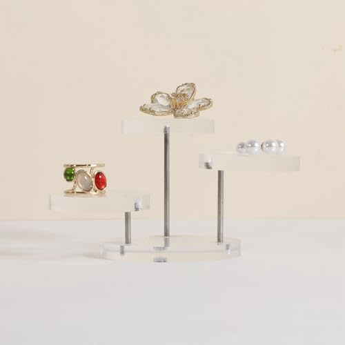GemeShou Supporto per esposizione di gioielli in acrilico in vendita, supporto per gioielli trasparenti piccolo, scaffale trasparente a 3 livelli per gioielli【Supporto in acrilico】