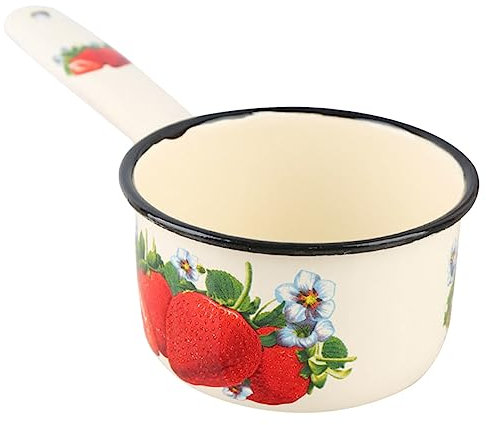 PRETYZOOM Pot Émail Pour Lait Sauces Casserole Multifonctionnelle Pour Cuisine Compatible Avec Induction Et Pour Soupe Et Nourriture Fraise