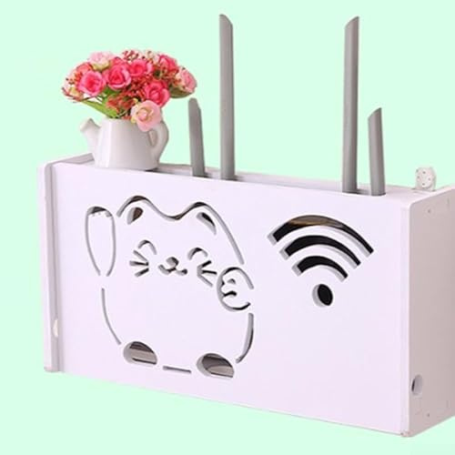 Wireless Wifi Router Storage Box,Wall Hanging Bracket Cable Organizer No-Drill Cable Router Storage Box Shelf(kitten large)