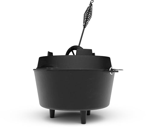 ELITE BBQ Suppenkessel dutch-oven set mit Füßen 6.0 qt, unser Eintopfofen für Kesselgulasch mit dutch oven pan ausgestattet, der Topf aus Gusseisen Hexenkessel Gulaschkessel Schmortopf dutsch-oven