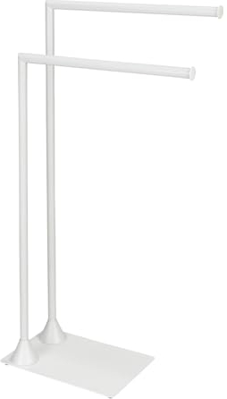 WENKO Portasciugamani modello Hella, 2 bracci per bagno e soggiorno, appendiabiti, in acciaio laccato, bianco opaco