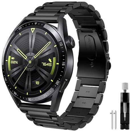Syxinn 22mm Acier Inoxydable Bracelet pour Huawei Watch GT 4/3/2 46mm/GT 2/3 Pro 46mm/2e, Huawei 3/3 Pro Bracelets en Métal Bande pour Galaxy Watch 3 45mm/Gear S3 Frontier/Classic