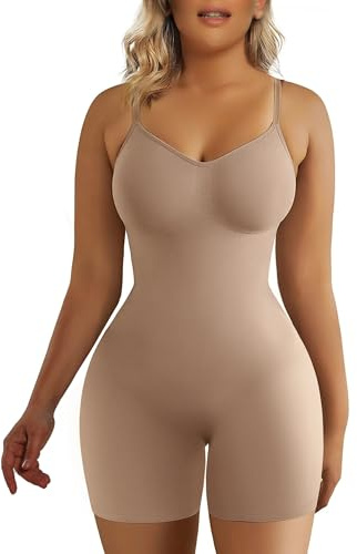 SHAPERX Donna Body Contenitivo Modellante Shapewear Intimo Guaina Contenitiva Snellente Bodysuit Invisibile Body Shaper Addominale Compressione Bustino, UK-SZ5218-Sienna-2XL/3XL