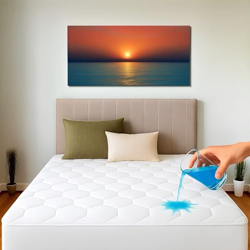 4AS Quilted Waterproof Mattress Protector – Hypoallergenic & Breathable Premium Microfiber Double Mattress Protector Stretches up to 30cm (Double - 137x190cm)