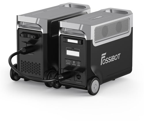 FOSSIBOT F3600 Pro - Central eléctrica doméstica de 7,68 kWh/3600 W con1 batería de respaldo FB3840, generador solar portátil con asa y ruedas para el hogar, la autocaravana y emergencias.