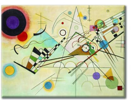 LABORATORIO 102 Quadro su Tela Vasilij Kandinskij Composizione VIII Astrattismo (50x70 cm) - Stampa Artistica da Parete con Telaio Classic 2 cm Legno Abete - Quadro Moderno Pronto da Appendere
