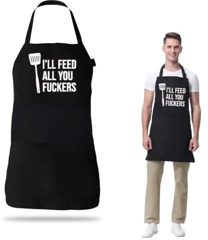 PMELCXD Lustige Kochschürze für Männer, Kochschürze Herren Lustig, Küchenschürze Herren - Lustige Grillschürze mit Kochmotiven, Ideal als Geschenke, Kochschürze Herren Lustig, Grillmeister Schürze