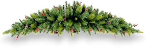 Künstliche Tannengirlande Türbogen Weihnachtsgirlande 180 cm mit roten Ilex Beeren Weihnachtsdekoration