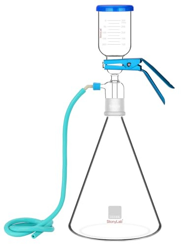 stonylab Aparato de Filtración de Vidrio, Kit de Filtro de Montaje de Filtración al Vacío de Vidrio de Borosilicato con Matraz de Filtración de 3000 ml y Embudo Graduado de 500 ml