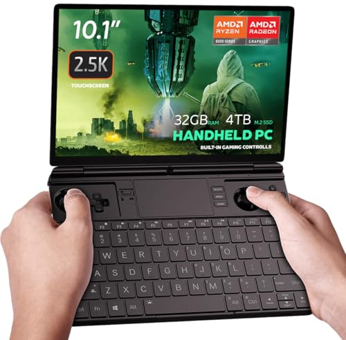 GPD Win MAX 2 2025 Handheld-Gaming-PC mit AMD Ryzen 7 8840U, Radeon 780M GPU, 32GB RAM, 4TB SSD, OcuLink, 10,1“ IPS-Display, Gaming-Steuerung, Tastatur und Touchpad