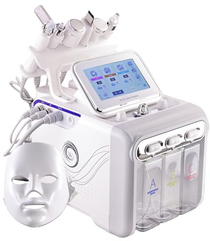 Hydrogen Facial Beauty Machine with Smart Screen, 7 in 1Multifunctional Hydrodermabrasion Machine for Skin Cleaning Caring, Profession Skin Rejuvenation Small Bubble Device for Home Salon Spa (Gray)