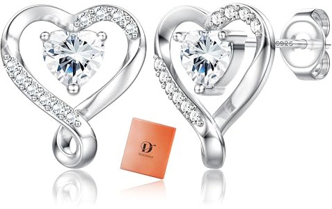 Dochais Ohrringe Silber 925 Sterling stecker Ohrschmuck Herz Ohrringe Damen Ohrstecker Silber Birthstone Earrings Ohrstecker Zirkonia Schmuck Geschenk für Damen