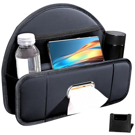 Organiseur de siège arrière | Boîte de rangement en cuir synthétique | Organiseur d'appui-tête de siège multifonction pour boissons, collations, téléphone