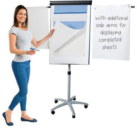 Metroplan Mobile Easel Grey A1 Locking castors & side arms | Easel has braked castors with extension arms for additional worksheets