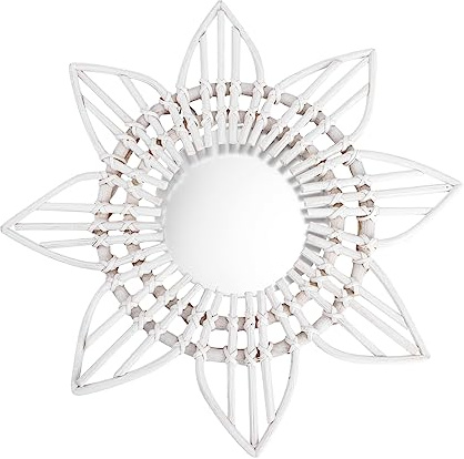 Holibanna Espejo Decorativo De Pared Tejido a Mano 110 g De Ratán Blanco Estilo Vintage para Hogar y Hotel Accesorio Artístico Colgante