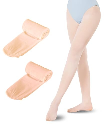 Sahunfri 2 Piezas medias ballet niña, suave mallas de ballet con pies para niños la escuela, bailar, 40 deniers (FR/ES, Edad, 3 años, 4 años, Regular, Estándar, Rosa claro)