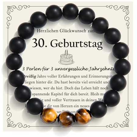 EYQV 30-60 Geburtstagsgeschenk für Männer, Perlen Armband Geschenke zum Geburtstag für Mann Papa Sohn Enkel Neffe Bruder Onkel Opa Ehemann Patensohn Kollegen