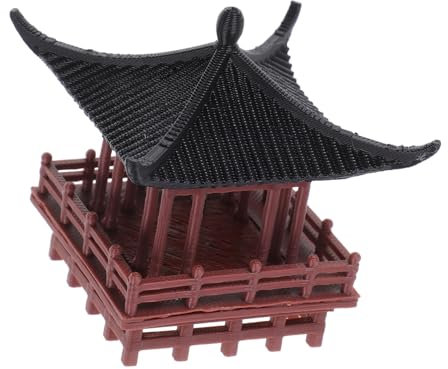 Mikikit Statua Padiglione Tradizionale Cinese in Miniatura Per Bonsai e Decorazione Da Giardino, Ornamento Retrò Artigianale Per Micro Paesaggi e Scrivania, Plastica Realistica Stile Vintage