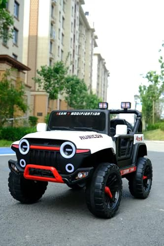 MINENICE Coche eléctrico para niños, 12 V con mando a distancia 2,4 G, Jeep infantil con luces LED, música, bocina, USB, carga máxima 50 kg