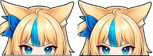 Sameko Saba Staring Peeker Aufkleber Anime Vtuber Style – Witterungsbeständig – Für Auto Laptop Motorrad – Set aus 2 Stück 12x9 cm