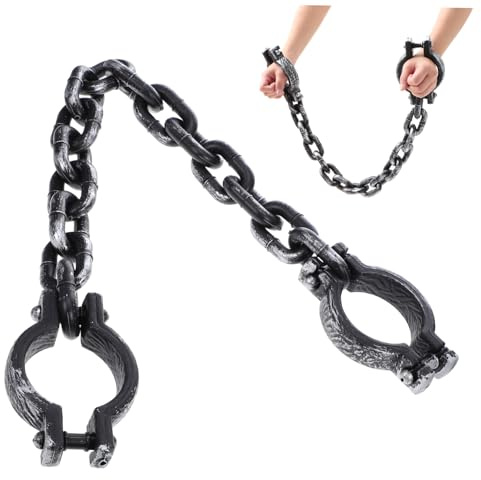 FUNOMOCYA Schwarze Handschellen für Handgelenk Langlebige Halloween Kostüm Requisite Leichte Gefängnisketten für Karneval Cosplay und Partydekoration