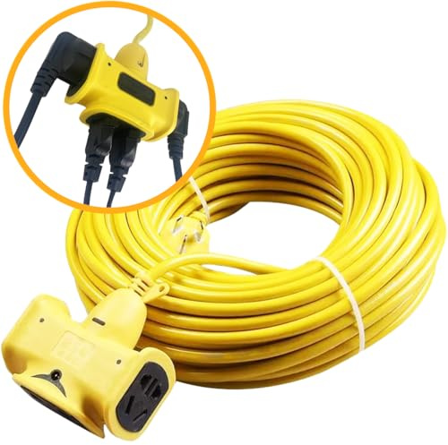 Pantherise Rallonge de Jardin, Câble Résistant 16A 3000W, 3 Prises, Résistance jusqu'à 750°C, Jaune, Sécurisée et Robuste (20m)