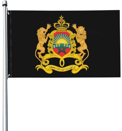 Escudo De Armas De Marruecos Bandera De Balcón Gracioso Banderas De Bienvenida Resistente Decoloración Garden Flag Para Césped Interior Exterior 90X150Cm