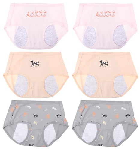 Healvian Mutande Assorbenti Mestruali Donna in Cotone 6 Pezzi Design Allungato e Rinforzato, Comode e Riutilizzabili per Ciclo e Perdite Leggere