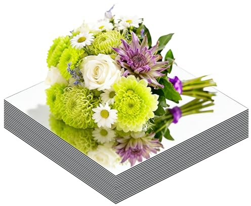 CEUQIESO 6 decorazioni da tavolo a specchio quadrate, in acrilico, per decorazione da tavolo, per matrimoni e compleanni, fai da te (20 x 20 cm)