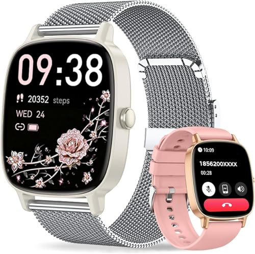 coioc Montre connectée pour Femme avec Fonction téléphone, Montre de Fitness HD 1,85 Pouces, Plus de 120 Modes Sportifs, cardiofréquencemètre et podomètre, étanche IP68 (Rose)