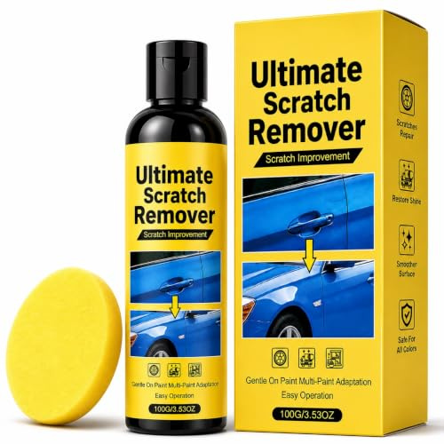 Ultimate Scratch Remover for Cars, Quickly Removes Minor Scratches & Swirl Marks, Restores Shine & Gloss, Safe for All Paint Colors, 100g with Applicator Sponge