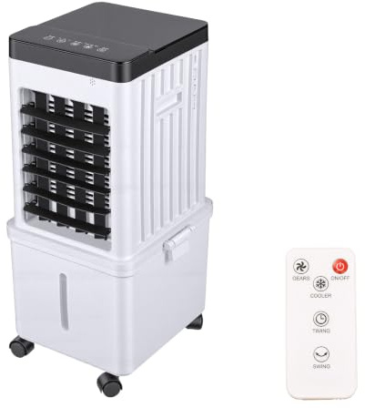 Ventilador evaporativo inteligente de 60 cm, enfriador de aire de agua portátil de 15 L con mando a distancia, 3 velocidades, 3 modos, ventilador de torre silencioso para dormitorio, salón, oficina